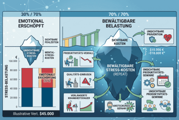 Infografik zeigt sichtbare und unsichtbare Kosten von Stress